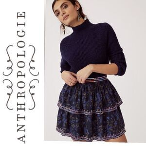 Anthropologie let me be boho tiered mini skirt size small s